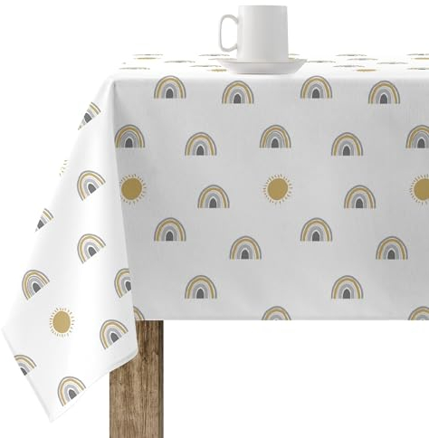 Belum Tischdecke, schmutzabweisend, Größe 140 x 140 cm, extra weich, Mehrfarbig, Tischdecke aus 100% Bio-Baumwolle (Half Panama), Tischdecke Modell Kairi