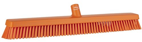Vikan 31957 24 Heavy-Duty Push Broom, Soft/Stiff, Orange