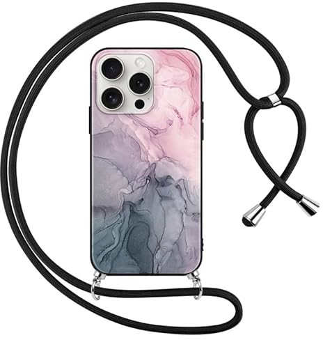 Foonary Handyband Hülle mit Band für iPhone 11 6,1 Handyhülle, Aesthetic Design Kette Necklace Case mit Kordel zum Umhängen Silikon Bumper Schutzhülle Cover Schnur für iPhone 11, Marmor 4