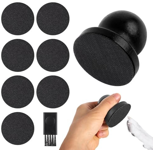 Dog Nail File, Wooden Dog Nail Scraper Dog Scratch Pad with 7pcs Replaceable Sandpaper & Cleaning Brush Stress Free Dog Nails Clipper Grinder Board Trimmer for Pets Dogs Cats(Black)