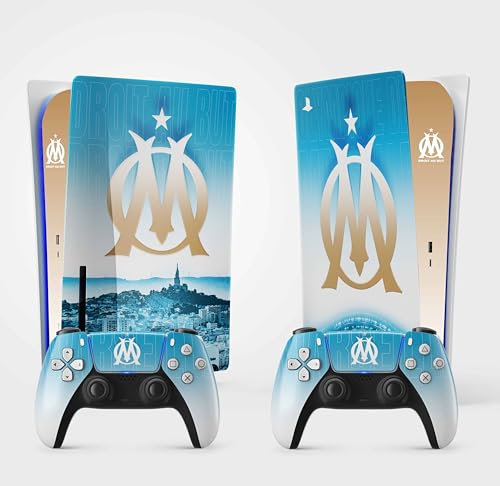 Sticker PS 5 Foot, Autocollant pour PS 5 Foot, Console et Manette, Edition Standard Disque, Skin Marseille PS 5 (2 Manettes)