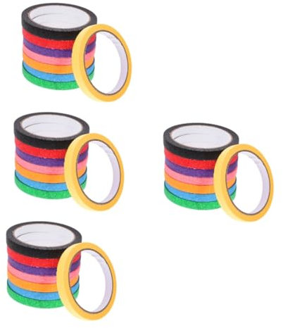 PartyKindom Lot De 4 Rubans De Masquage 12 Couleurs Papier Aquarelle Ruban Adhésif Pour Peinture De Voitures Rouleaux De Ruban Adhésif Pour Travaux Manuels 8 Rouleaux X 4