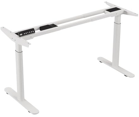 Radlove Dual Motor höhenverstellbare Schreibtisch Rahmen, verstellbare tischgestell Stehpult Beine für 120 bis 178cm Tischplatte mit 4 Memory-Steuerung (Weiß+Zylindrische Schenkel)