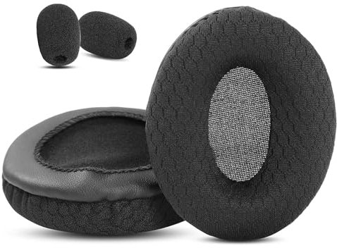 DowiTech Almohadillas de Repuesto Transpirables Compatible con Auriculares Sennheiser SC 165 USB/SC 160/SC 130/SC 135 USB, Fundas para Almohadillas con Tela de Malla y Espuma Viscoelástica