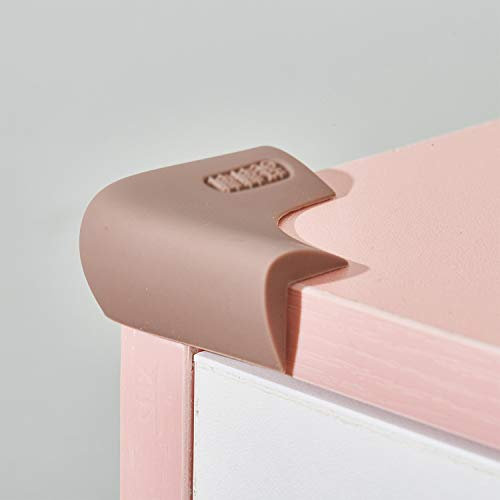 Eckenschutz Baby 100% Silikon, Transparent Kantenschutz Selbstklebend für Tisch Schutz Möbel Kinder Sicher Kopfschutz (Coffee, 4 Stück)