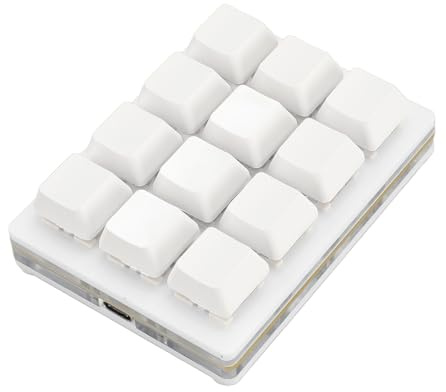 SENECESLI Programmierbare Tastatur mit 12 Tasten, Kleine Mechanische RGB Gaming Tastatur mit USB Kabel und Rotem Schalter, Einhand Makrotastatur für für Linux für OS X (White)
