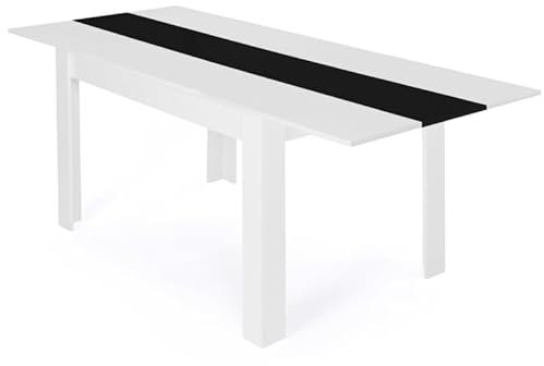 IDMarket Georgia Esstisch, rechteckig, ausziehbar, für 6-10 Personen, Weiß und Schwarz, 140-220 x 90 cm
