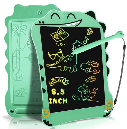 Tablette d'écriture LCD dinosaure pour enfants, tapis de dessin coloré de 21,6 cm pour apprentissage éducatif, cadeau de Noël, d'anniversaire, convient pour garçons et filles de 3, 4, 5 à 8 ans (vert)