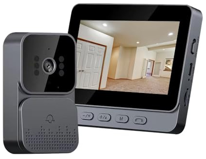 Aoresac Wireless Video Doorbell, 2.4G Wireless Visual Intercom Doorbell with 4.3 Inch IPS Screen, Wireless Smart HD Video Monitoring Intelligent Doorbell Intercom for Villa Home Office Apartment