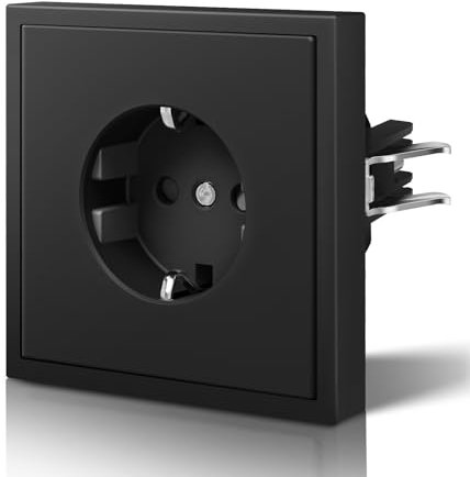 BSEED Steckdose mit Krallen, Matt Wandsteckdose Unterputz, Einbausteckdose mit Kindersicherung, Nur Horizontale Montage, C-Serie,1 Fach,80mm Schwarz