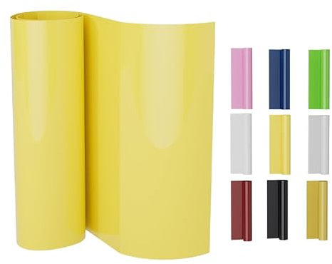 Heat Transfer Vinyl, 12in*6ft (30.5cm*183cm) HTV Vinyl Roll, Iron on Vinyl for T-Shirts, Printable Iron on Vinyl for T-Shirts, Heat Press Vinyl for DIY, Craft (Yellow, 12 x 6ft)