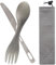 LIBAIDZ Lot de 2 Couverts de Camping,1 Pcs Titanium Camping Cuillère-Fourchette + 1 Pcs Couteau en Titane,avec Pochette Ustensiles Portables,pour Pique-Nique,Extérieur,Randonnée