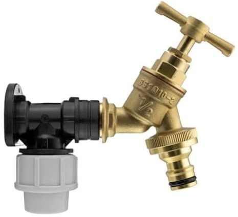 AP Supplies Wall Flange Kit 20mm MDPE, Brass Garden Tap 1/2in