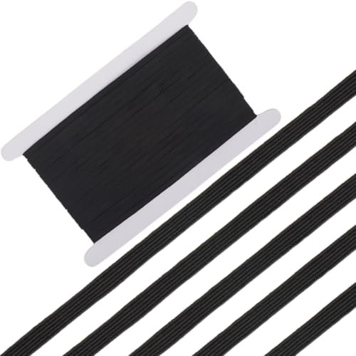 GORGECRAFT 30 m Flaches Elastisches Band 5mm Schwarz Elastische Kordeln Dünne Streifen Band Zum Nähen Basteln Rock Taillenband Kleiderherstellung Kleidung Kurzwaren Zubehör Material Zubehör