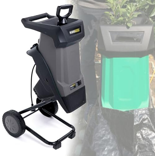 40mm Tree Branch Shredder, Portable Electric Garden Wood Chipper, 2400W 110V/220V, 4500rpm Mulching Machine with 50L Collection Bag & 30m Power Cord for Hedge and Bush Waste