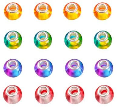colgante de plata 925 abalorios para pulseras, 16 pcs Bead Charms para Charms Pulsera Collar Joyería Europea, Dije de plata de ley con cristal de Murano, Bead Charms para Mujer