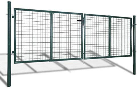 Refined Gartentor Doppeltor Zauntür Tor Garten Zaun Pforte Gartenzaun Tor 289x125 cm/306x175 cm Stahl Grün