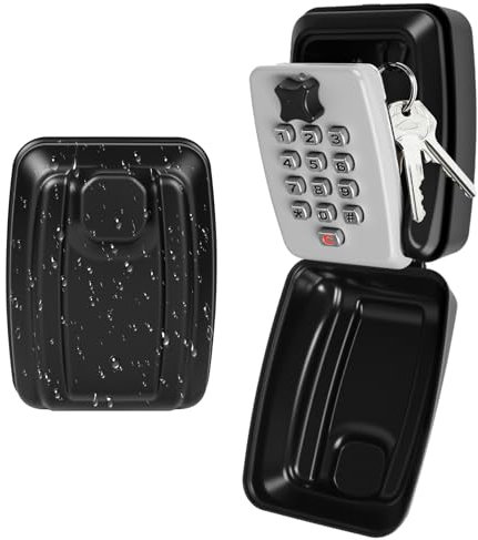 Cajetin para Llaves con Código 12 Dígitos, Caja Fuerte Exterior Grande para Pared, Ultra Resistente e Impermeable, Seguro para Llaves de Hogar, Oficina, Garaje o Escuela