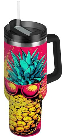 Niigeu Cartoon Fruit Fruit Fruit Bouteille d'eau Isotherme avec Paille en Acier Inoxydable Gourde, Sans BPA Gourdes Eau pour Enfant Sport Randonnée École Bureau