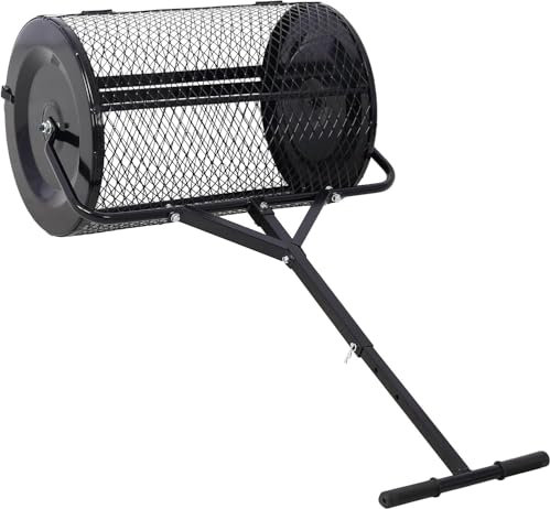 BCSRVCE Rasen- und Kompoststreuer für mühelose Rasenpflege, Robustes Metallgitter, 61 cm für einfaches Pflanzen und Säen