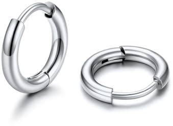 U7 Creolen Edelstahl für Damen Herren 8/9/10/12/14/16 mm | 316L Edelstahl, wasserfest, hypoallergen, nickelfrei, kleine Kreolen Ohrschmuck Accessoire