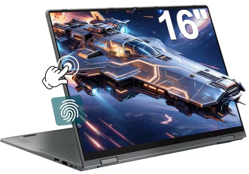 jumper Laptop 16 Zoll, Touchscreen Laptop 16GB DDR5 640GB Storage, 4-Core, Fingerabdruckleser, Tastatur mit Hintergrundbeleuchtung, BT5.2, WiFi 6, 53.2WH, für Studenten Business