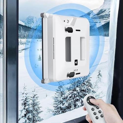 Automatic Window Cleaning Robot, Cordless Glass Vacuum Cleaner with 3000Pa Strong Suction, Streak-Free Auto Water Spray, Anti-Fall Safety Rope & UPS Power Backup for Home/Office