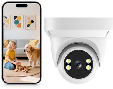 XNH 2.4GHz WLAN Überwachungskamera Innen, 355° Schwenk-/Neige, 2K Auflösung, Intelligente Bewegungsverfolgung, Infrarot Nachtsicht, 2-Wege-Audio, 32 GB SD Karte für Lokaler Speicher