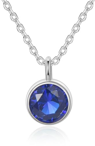 Candyfancy Halskette Silber 925 Geburtsstein Kette Damen Kette mit Zirkonia Anhänger, Geburtstags Geschenk für Frauen Freundin 12 Monate