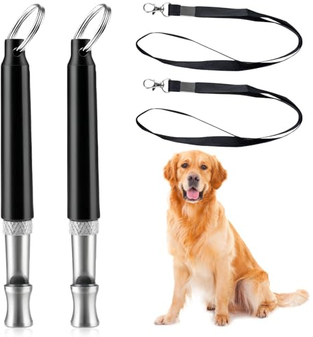 Ultraschallpfeife für Hunde, Trainingspfeife mit hoher Frequenz, verstellbar und lautlos, Anti-Bell-Tool mit Riemen, professionelle Hundeerziehung, tragbar für kleine und mittelgroße Hunde, 2 Stück