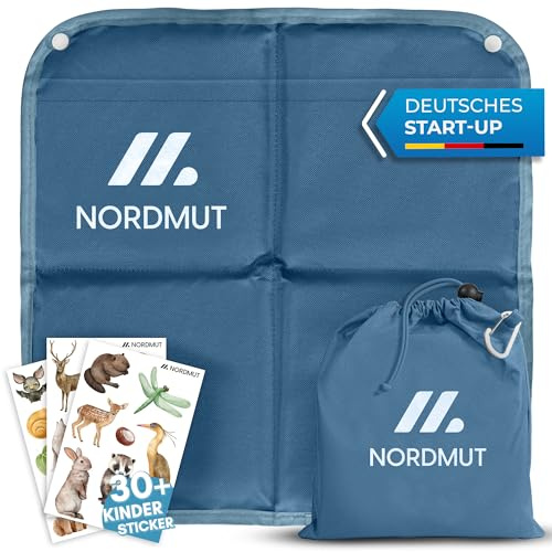 NORDMUT Sitzkissen Kinder mit zuverlässigen Kälte & Nässeschutz - Komfortable Sitzunterlage Outdoor für Kinder faltbar - Ultraleicht mit kleinem Packmaß inkl. Karabinerhaken (Marine)