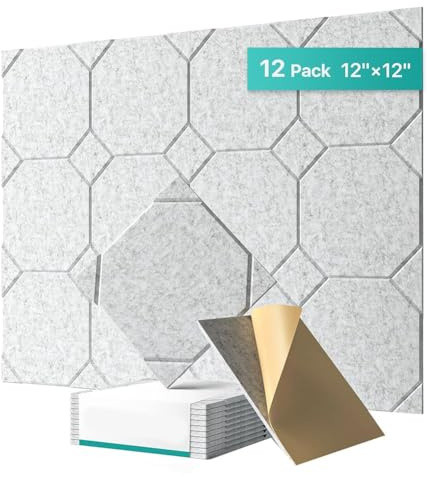 Wzxksoac Acoustic Panels Self-Adhesive Soundproof Wall Panels for Door, Ceiling, Home Office Silver Gray