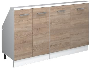 Vicco Dachschrägenschrank-Set Rion, Sonoma/Weiß | B140 x T46 cm, 2er Set, platzsparend für Dachschrägen