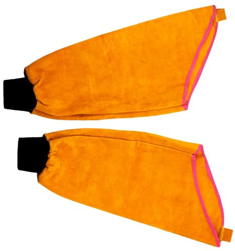 ULTECHNOVO Mangas Amarillas de Cuero Resistentes al Calor, para Soldador | Protección Extra Larga para Brazos, Uso en Trabajo de Soldadura, Material de Cuero, Alta Resistencia Color Aleatorio