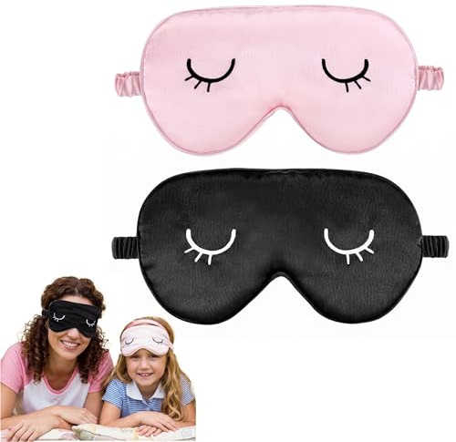2 Stück Schlafmaske Frauen,Augenmaske Schlafmaske Kinder,Schlafbrille Damen Bequem,Schlafmasken Rosa,Augenklappe Schlafen Flugzeug,Weiche Licht Blockierende Nachtmaske für Herren Mädchen und Junge