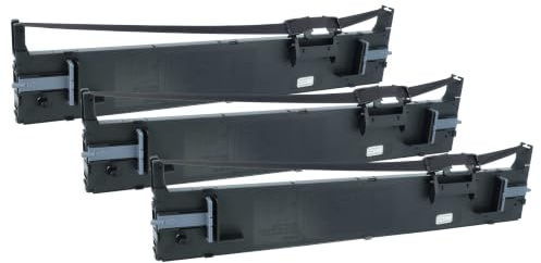 vhbw 3x Farbband Schriftband kompatibel mit Epson LQ-680K | LQ-680, LQ-690, LQ680K-II, LQ680, LQ690 Nadeldrucker, Bondrucker - Schwarz