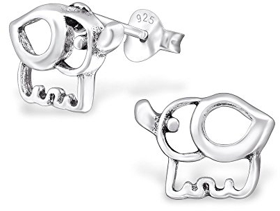Bungsa Elefant Kinder-Ohrstecker .925 SILBER Dumbo Tiere Zoo (Ohrringe Echtschmuck Studs Ohrschmuck Jungs Mädchen)