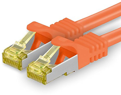 1aTTack.de Câble Réseau Cat7 Cat 7 10 GB/s SFTP - 1x 15m - RJ45 Ethernet LAN DSL Routeur Modem - Orange