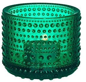 Teelichter/ Kerzenleuchter „Kastehelmi“ von Oiva Toikka - Verkauf durch Iittala, glas, smaragdgrün, 6,4 cm