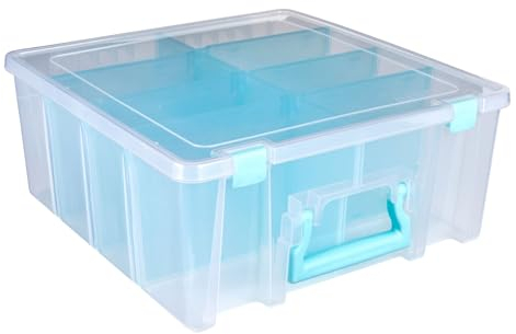 ArtBin Super Satchel Double Deep, Dividers, 6990RH, Polypropylene Plastic, Clear & Aqua