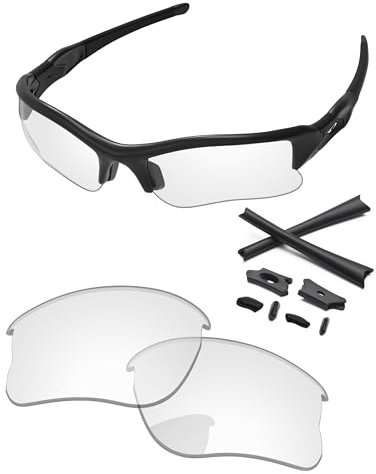 PapaViva Replacement Lenses & Rubber Kits for Oakley Flak Jacket XLJ OO9009 63mm Sunglass HD Clear Non-polarized