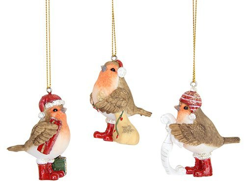 Gisela Graham : Robins with Santa Hats and Boots (Choice of 3)