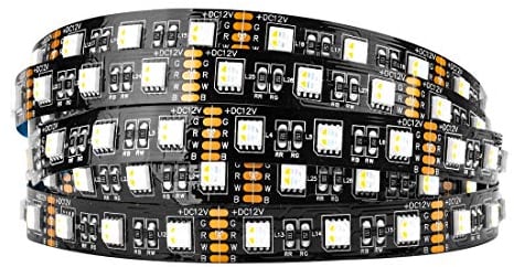 BTF-LIGHTING 5050 RGBW RGB+Warmweiß(2700K-3000K) 4 Farben in 1 LED 5m 60LEDs/m Mehrfarbiges LED-Leuchtband IP30 Nicht wasserdicht schwarze PCB DC12V Für Innendekorationen