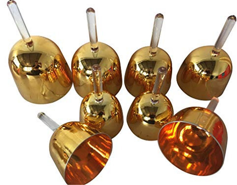 4th Octave golden color Crystal Singing handle Bowl set (8 Pcs) musical note-CDEFGABC5,Size:5.0-6.5 inch standard 440 or 432HZ
