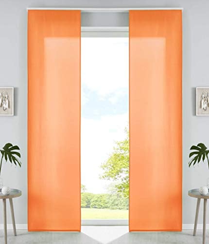 Gardinenbox 85600N2 Lot de 2 Rideaux coulissants en Microfibre Orange Mat 245 x 60 cm