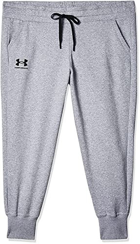 Under Armour Damen Rival Fleece Joggers Hose, Steel Medium Heather / Black Black, XS