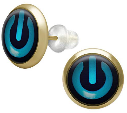 Soul-Cats 1 Paar Cabochon Ohrstecker Power Zeichen Einschalt Symbol
