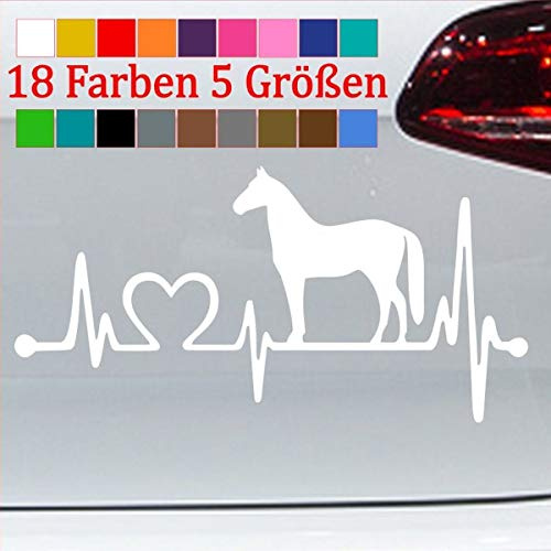 generisch Pferde Aufkleber Sticker Deko Herz Herzschlag Liebe Pony Hengst Stute PS 10-Weiß 29x14,5cm