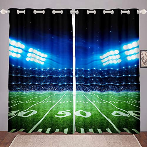 Feelyou Fußball-Vorhänge, Sportvorhang für Schlafzimmer, Fußballfeld, Fenstervorhänge für Kinder, Jungen, Teenager, 106 x 160 cm, 2 Paneele