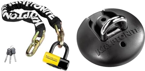 Kryptonite New York Fahgettaboutit Chain Lock - 100cm - Black/Yellow & Strong Hold Above Ground Lock
